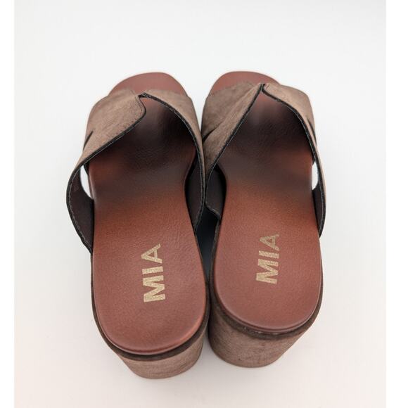 Mia Reta Platform Wedge Slide Sandal Cutouts Women's Brown Size US6 - Picture 5 of 11